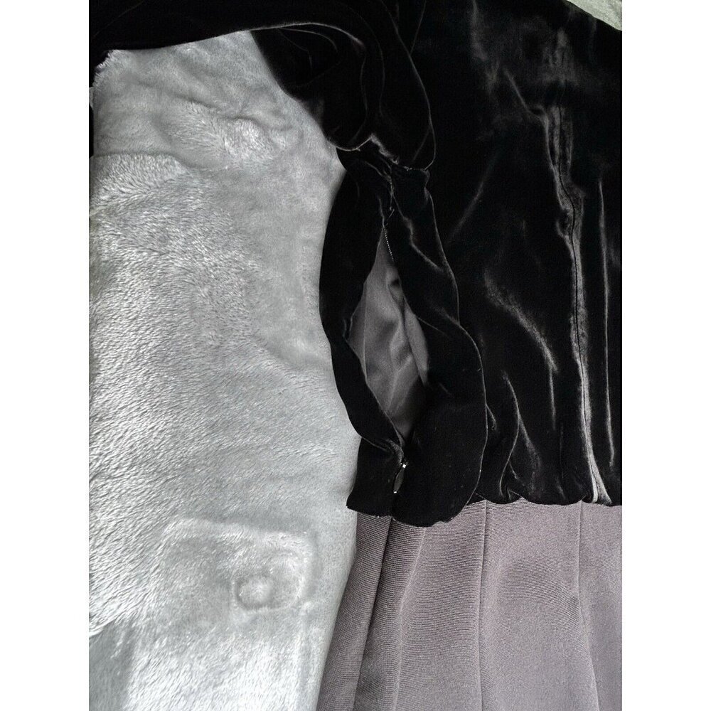 Badgley Mischka Dress Size 4 Black Velvet Tie Front Body Con Scuba Skirt Party - Picture 8 of 9
